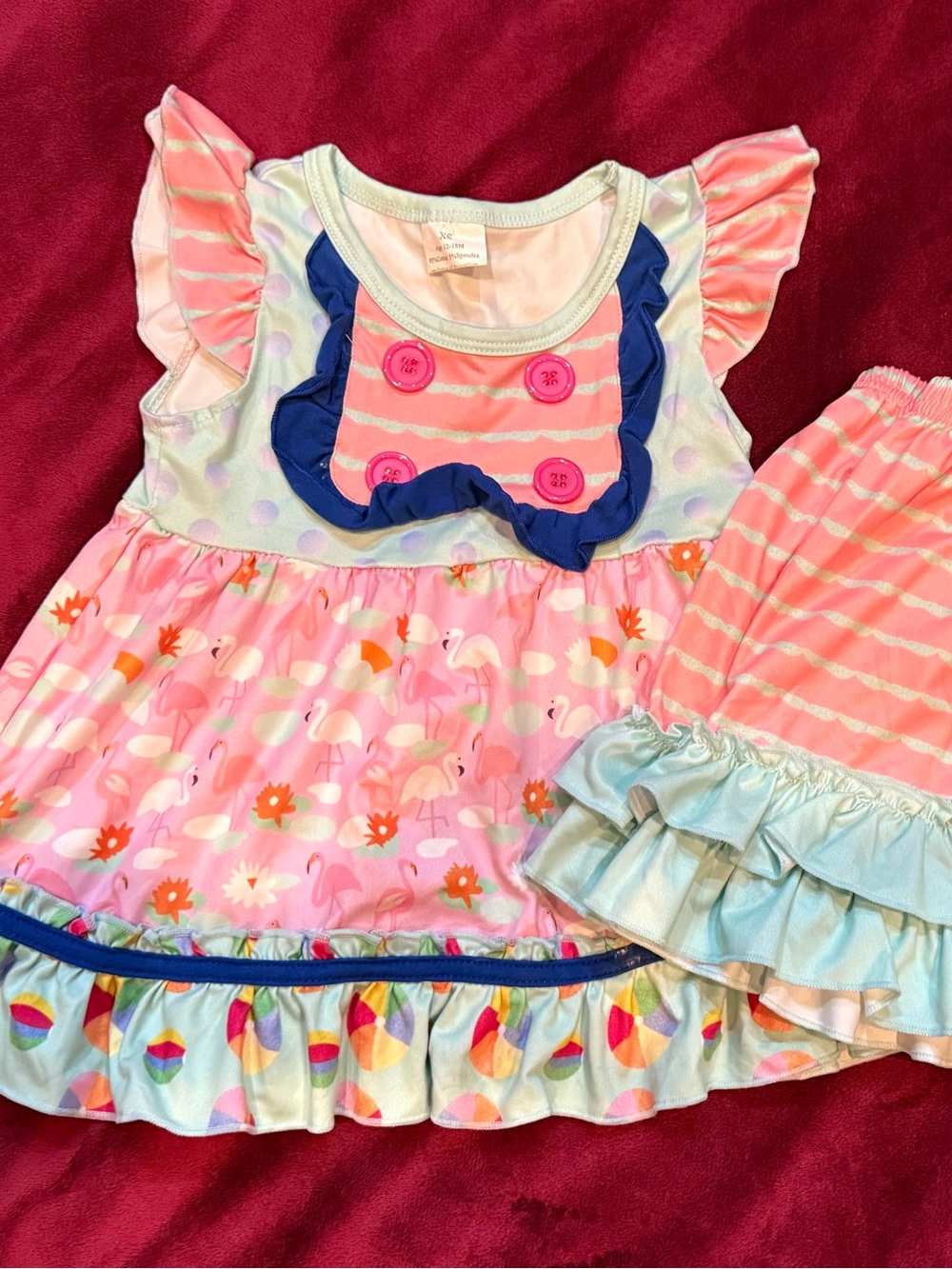 Pink Flamingo Ruffle Two-Piece Outfit